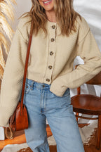 Vanilla Button-Front Cropped Knit Cardigan