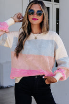 Sorbet Colourblock Waffle Knit Sweater