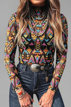 Santa Fe Southwestern Print Mesh Top