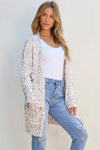 Cream Confetti Knit Open-Front Cardigan