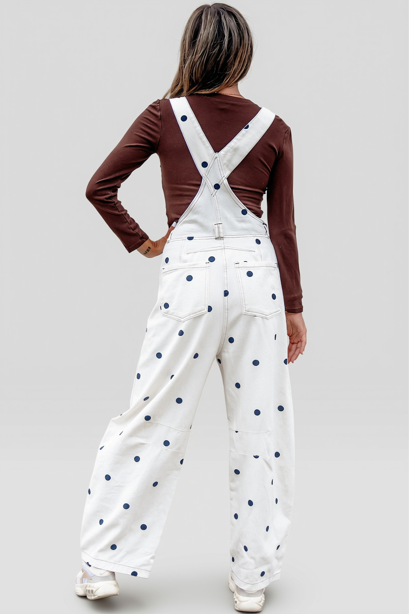 Polka Dot Barrel Leg Overalls