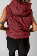 Burgundy Hooded Puffer Vest