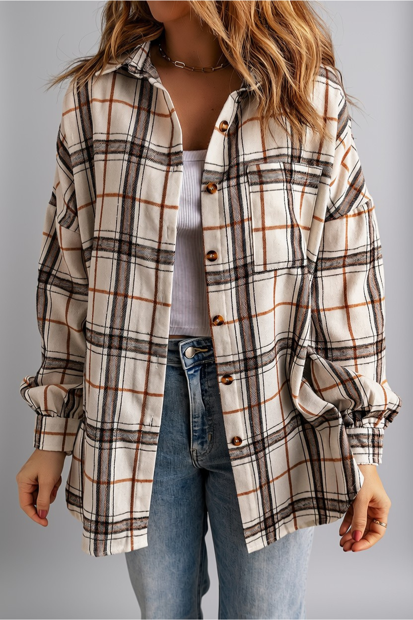 Vanilla Plaid Oversized Shacket
