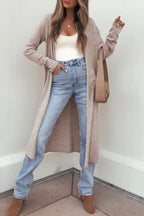Oatmeal Open Front Longline Cardigan