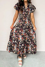 Seville Rose Print Tiered Maxi Dress
