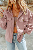 Blush Fleece Zip-Up Hooded Jacket