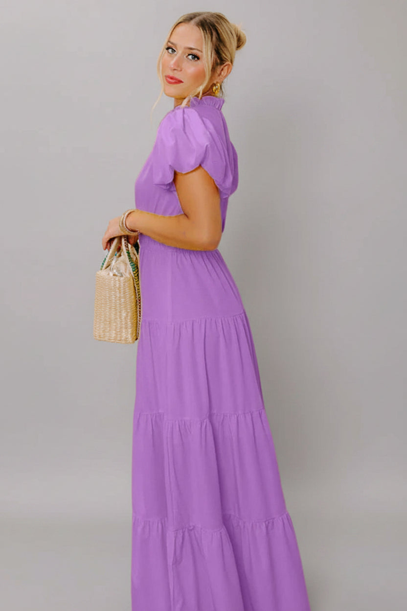 Puff Sleeve Tiered Maxi Dress