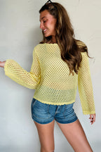 Scalloped Pointelle Knit Sweater