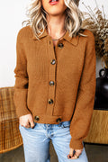 Caramel Collar Neck Button Front Cardigan