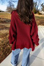 Cranberry Shawl Collar Button Front Cardigan