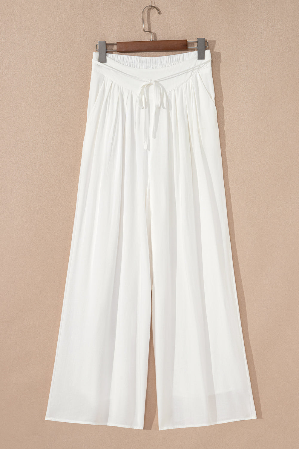 White Pleated Palazzo Pants