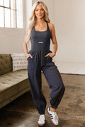 Charcoal Cutout Racerback Jumpsuit