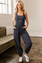 Charcoal Cutout Racerback Jumpsuit