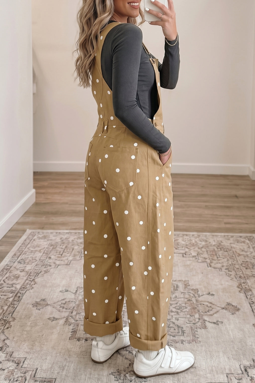 Polka Dot Barrel Leg Overalls