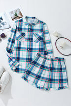 Bermuda Plaid Long Sleeve Lounge Set