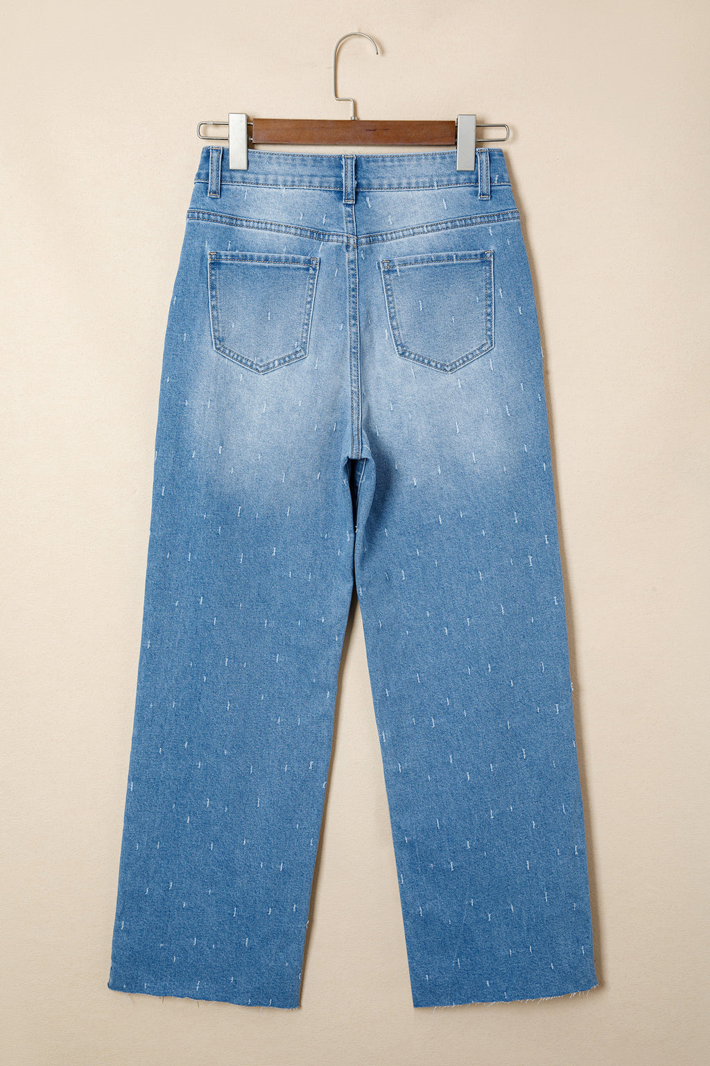 Light Wash Distressed Wide-Leg Jeans