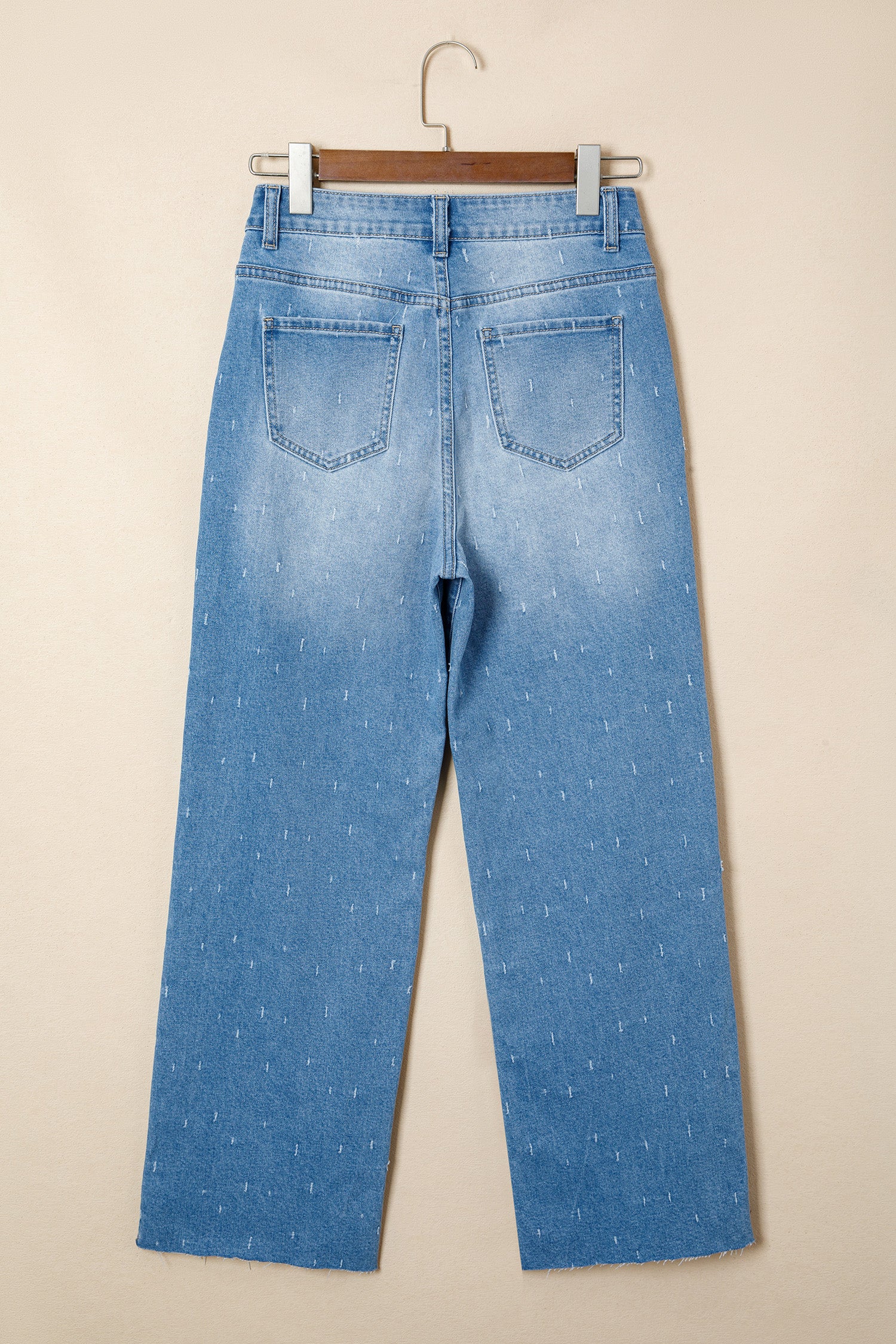 Light Wash Distressed Wide-Leg Jeans