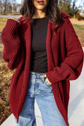 Cranberry Shawl Collar Button Front Cardigan