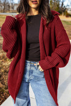 Cranberry Shawl Collar Button Front Cardigan