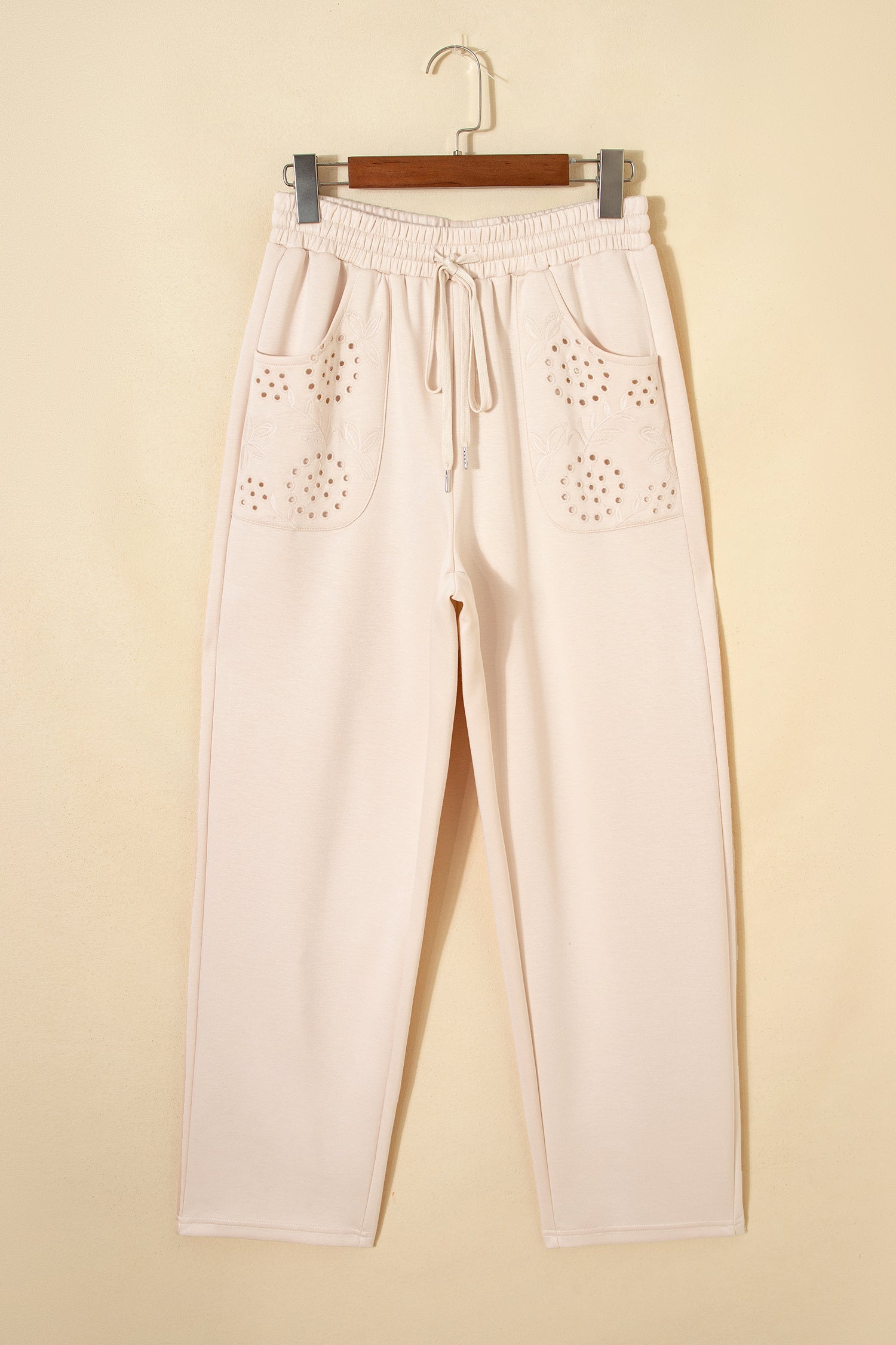 Vanilla Embroidered Pocket Joggers
