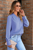 Periwinkle V-Neck Pleated Blouse