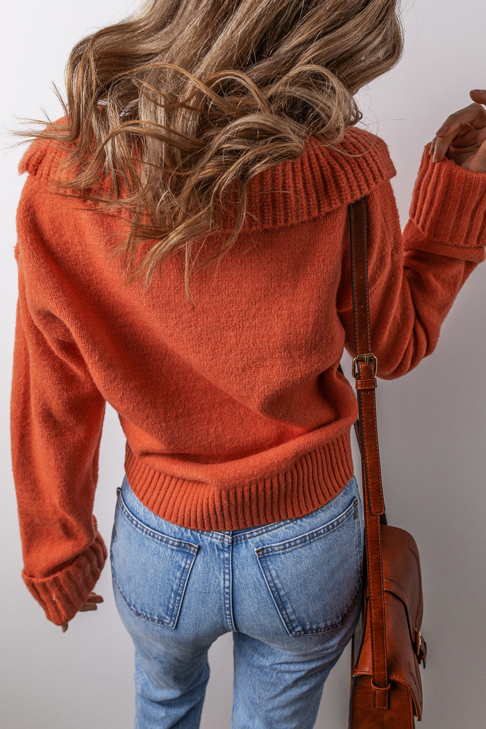 V-Neck Collared Knit Sweater