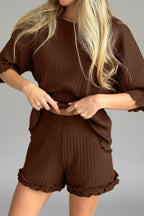 Chocolate Ribbed Lounge Set