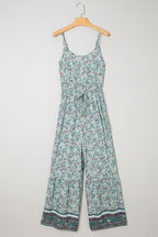 Mint Boho Floral Wide-Leg Jumpsuit