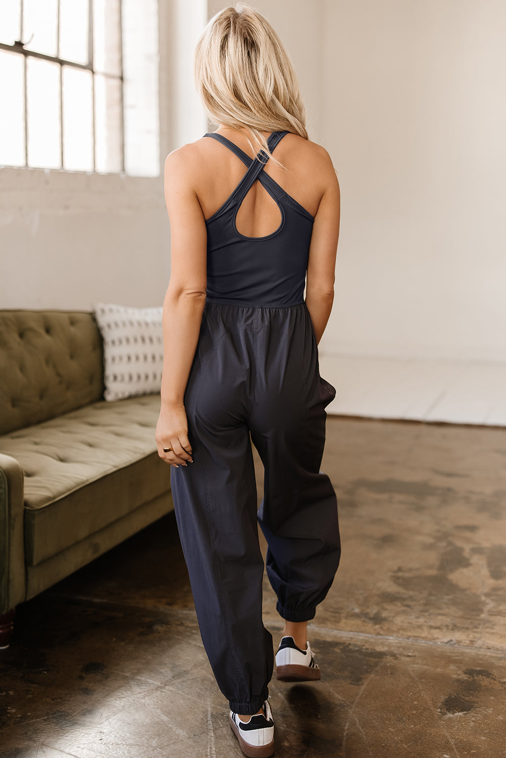Charcoal Cutout Racerback Jumpsuit