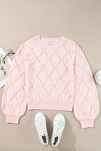 Blush Pointelle Diamond Knit Sweater