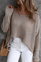 Oatmeal Relaxed Crop Knit Sweater