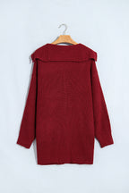 Cranberry Shawl Collar Button Front Cardigan