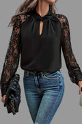 Black Floral Lace Sleeve Blouse