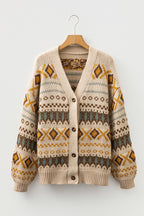 Oatmeal Mustard Fair Isle Cardigan