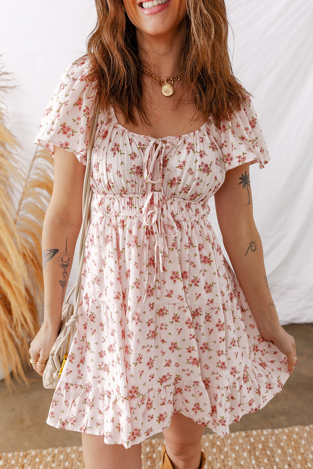 Blush Ditsy Floral Mini Dress