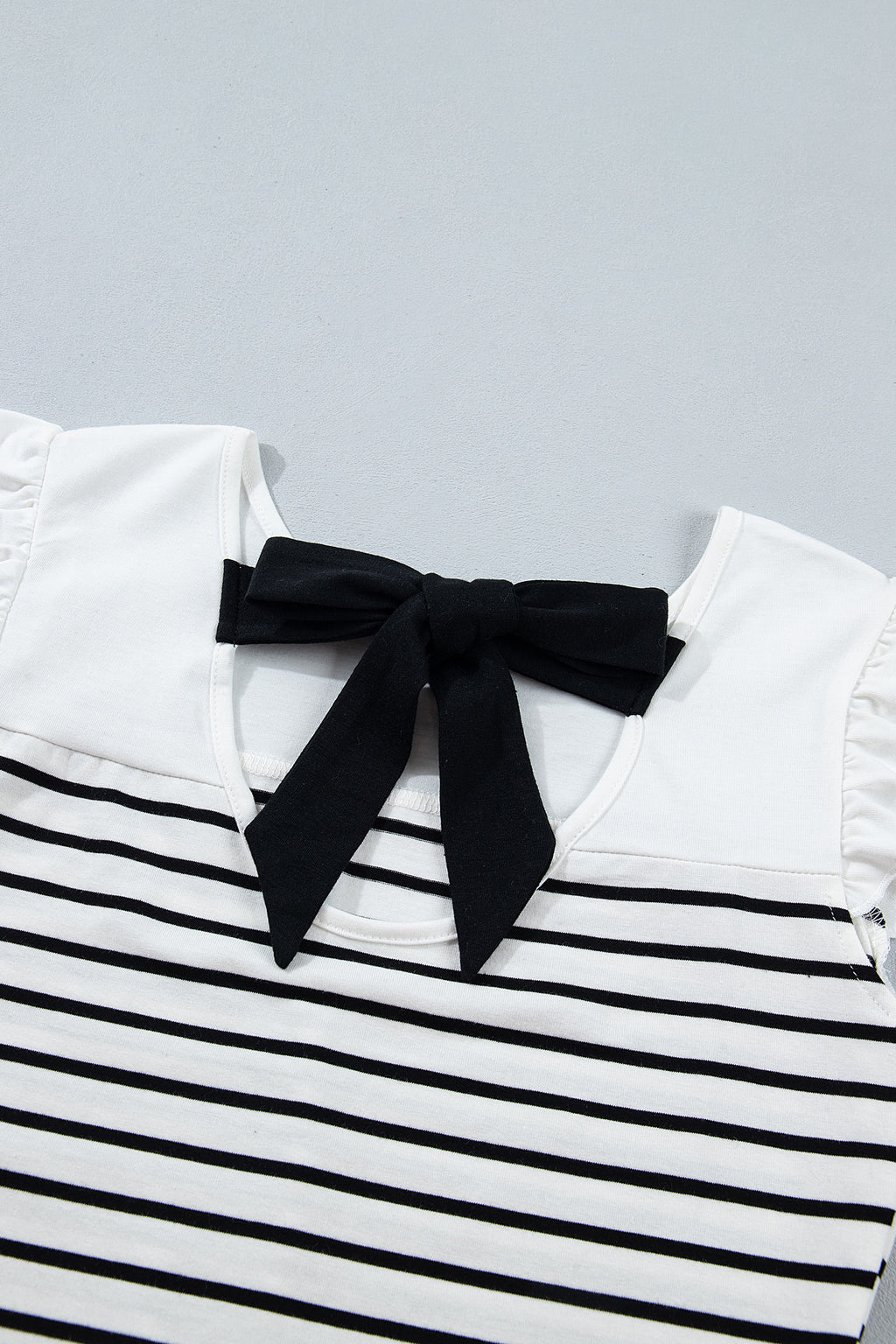 Black and White Stripe Bow Back Top