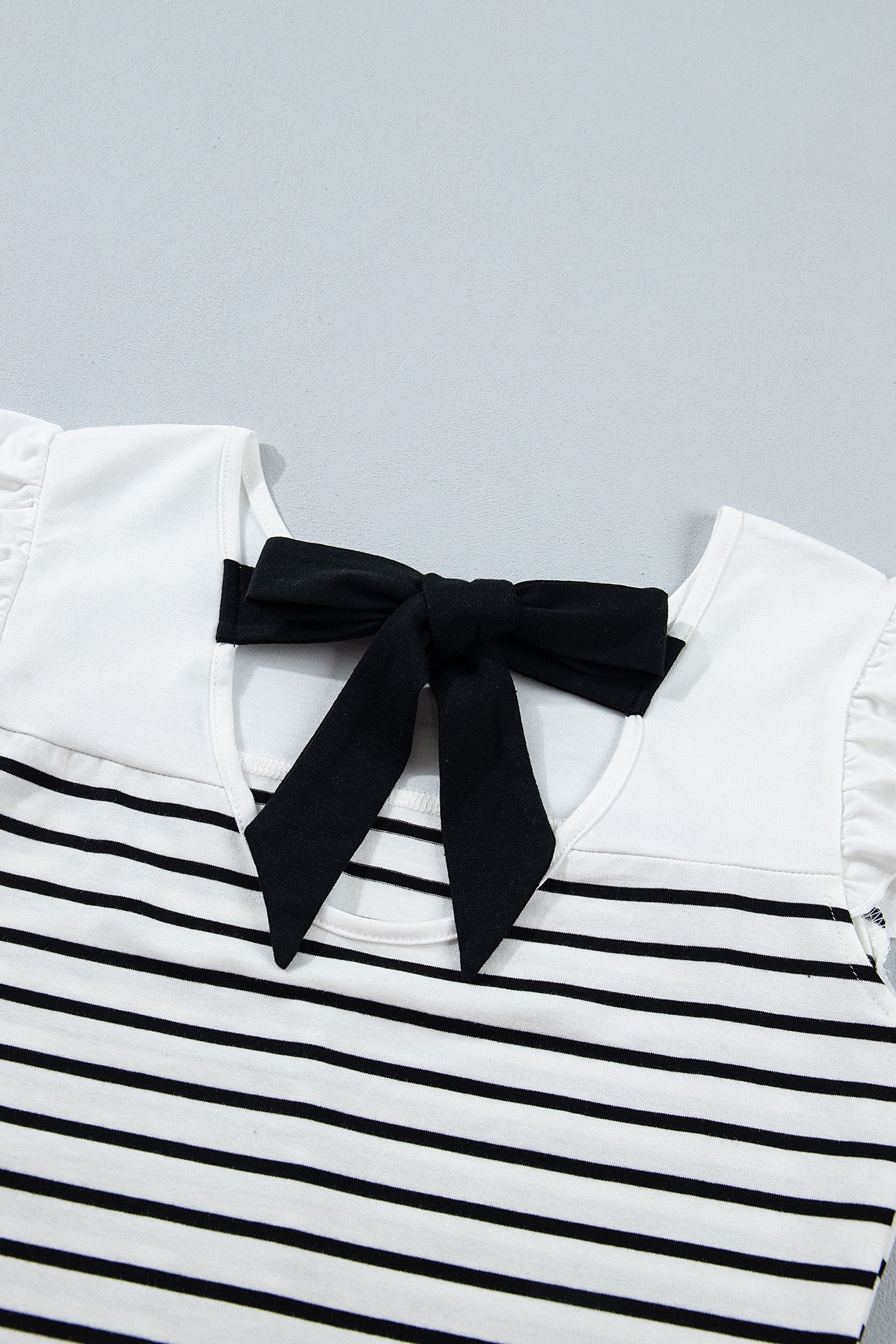 Black and White Stripe Bow Back Top