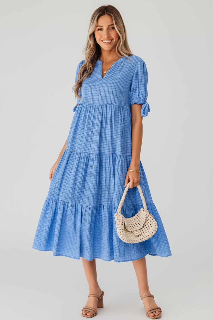 Textured Tiered Midi Dress