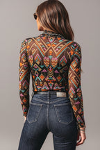 Santa Fe Southwestern Print Mesh Top