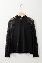 Black Floral Lace Sleeve Blouse