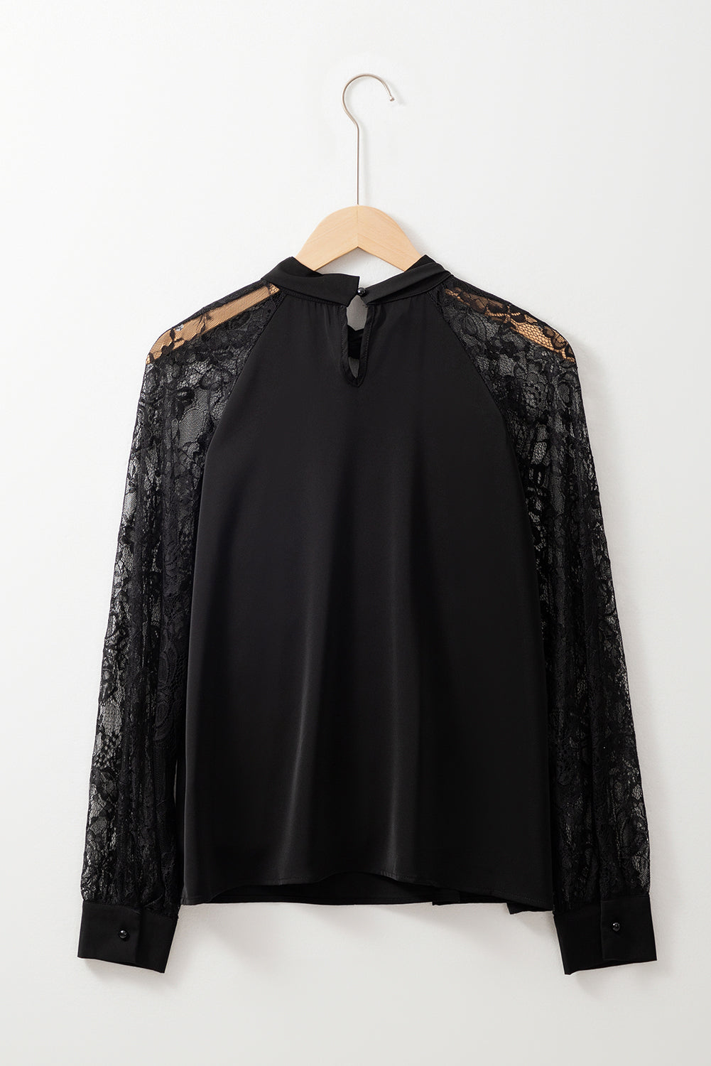 Black Floral Lace Sleeve Blouse